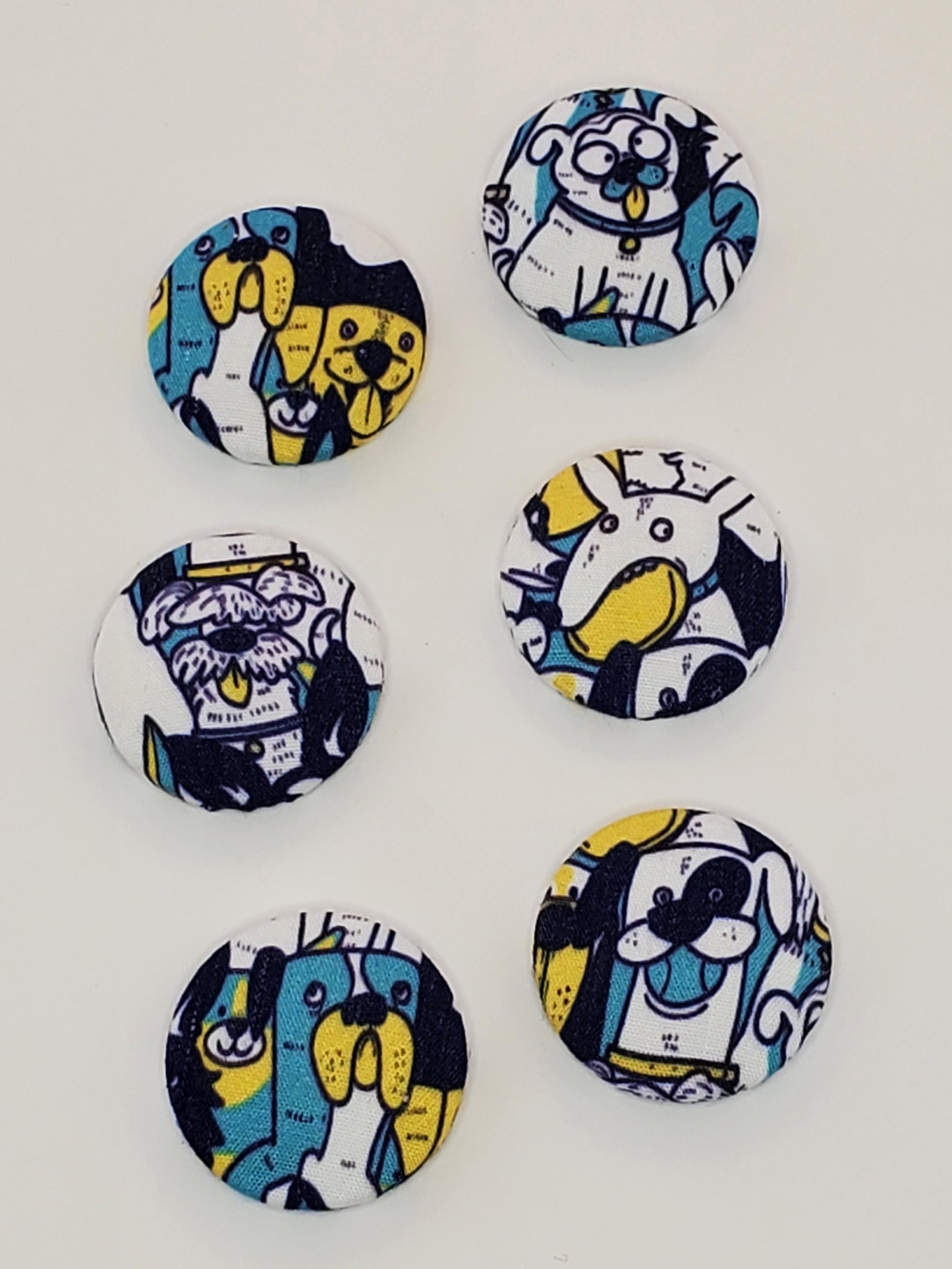 Blue and yellow mutt magnets