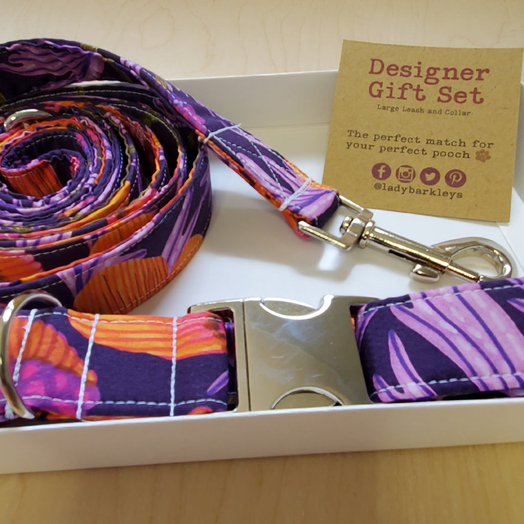 Aussie Floral Fusion Dog Collar and Leash Set dog collar and leash set – Strong and secure fit.