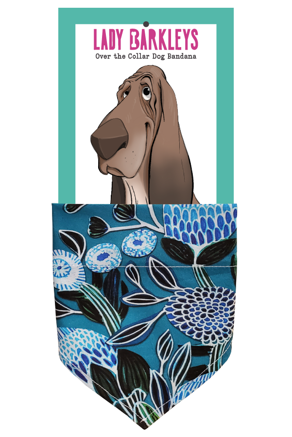 Australian Banksia Flower Over the Collar Dog Bandana – Slide-On Design - Handmade over-the-collar dog bandana, stylish and comfortable for pets.