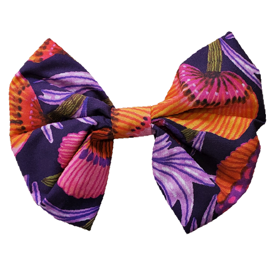 Australian Purple and Orange Floral Dog Bow Tie - Size Large – Handmade in Michigan, stylish and durable.