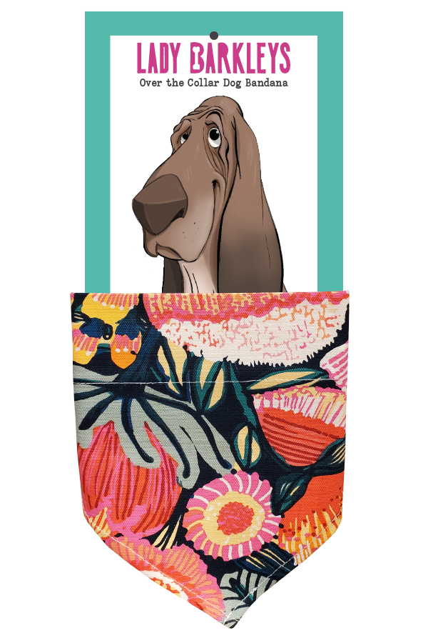 Australian Pink Floral Linen Dog Bandana