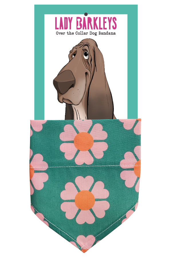 Dutch Style Floral Over the Collar Dog Bandana – Slide-On Design - Handmade over-the-collar dog bandana, stylish and comfortable for pets.