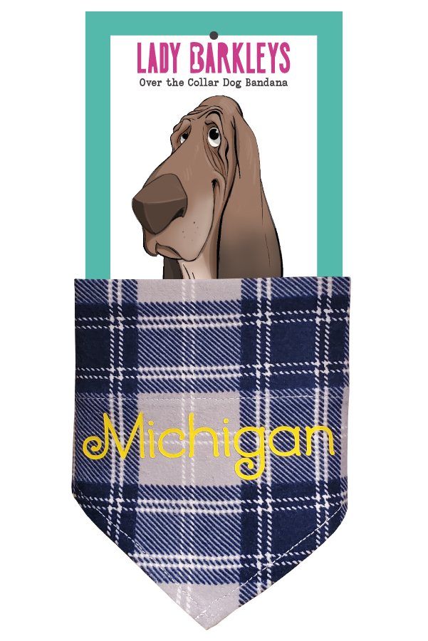 Michigan Pride Over the Collar Dog Bandana - Slide on Style - Handmade over-the-collar dog bandana, stylish and comfortable for pets.