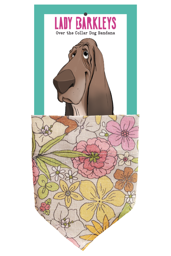 Peaceful Petals Dog Bandana - Handmade over-the-collar dog bandana, stylish and comfortable for pets.