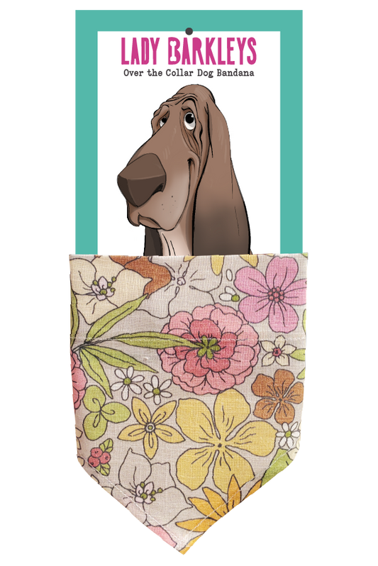 Peaceful Petals Dog Bandana - Handmade over-the-collar dog bandana, stylish and comfortable for pets.