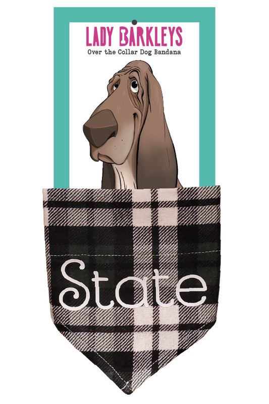 State Pride Flannel Over the Collar Dog Bandana - Handmade over-the-collar dog bandana, stylish and comfortable for pets.