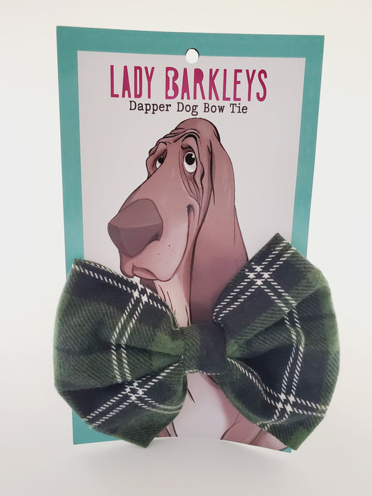 Snuggly Soft Green Dapper Dog Bow Tie – Handmade in Michigan, stylish and durable.