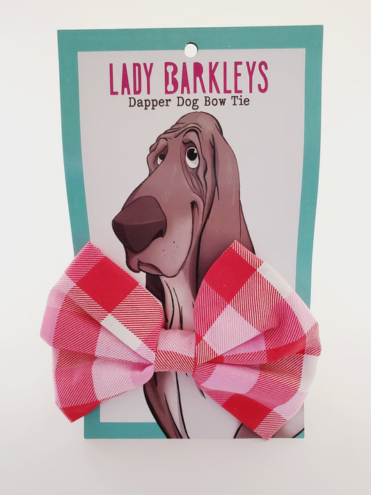 Beautiful Pink Plaid Dapper Dog Bow Tie – A must-have dog fashion accessory.