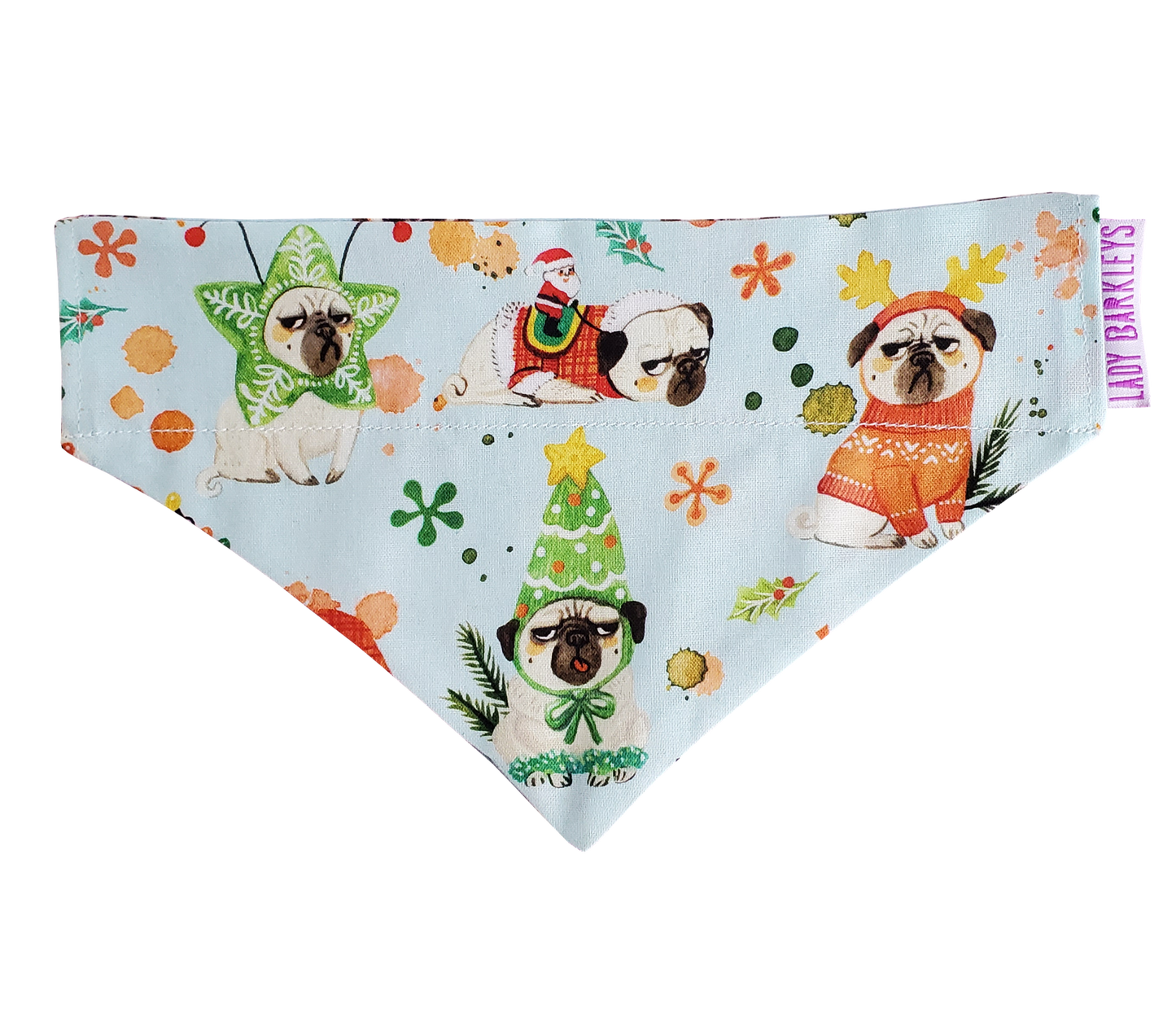 Bah Hum Pugs Over the Collar Dog Bandana