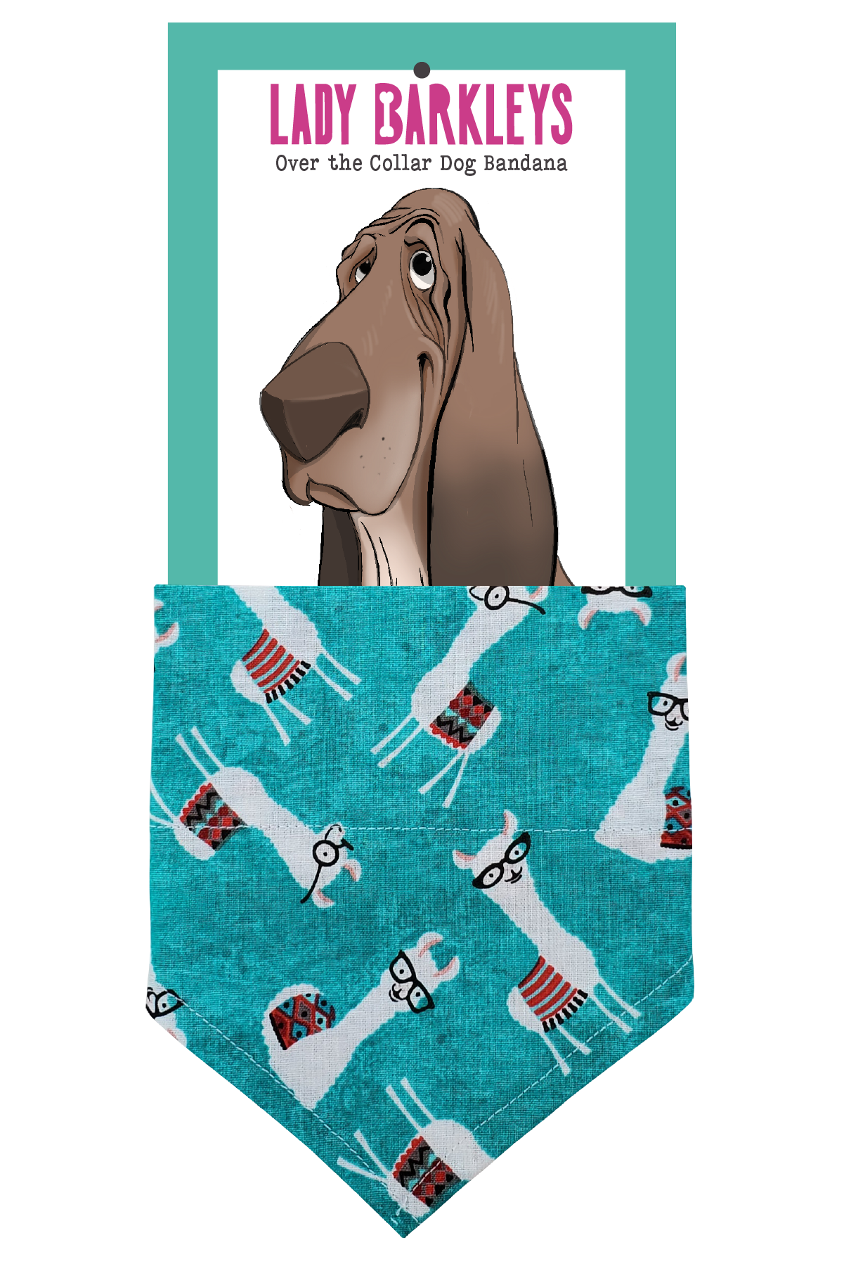 Brainy Llamas Over the Collar Dog Bandana