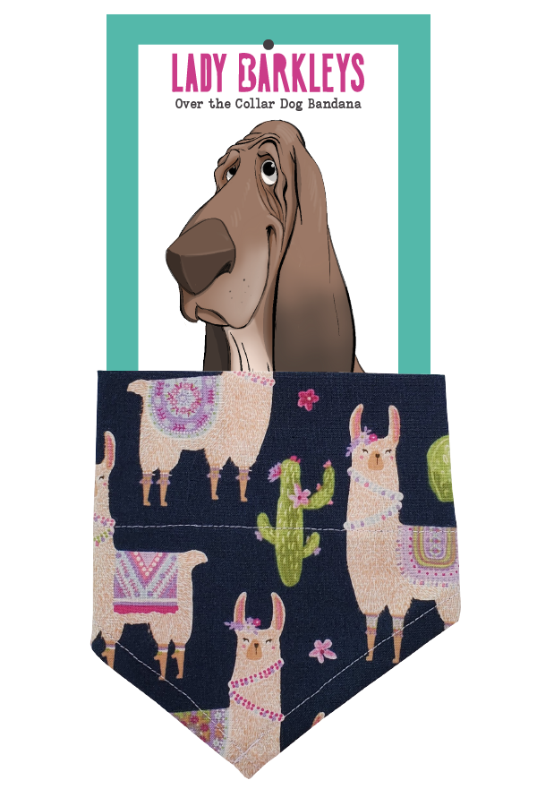 Traditional Llama Print Over the Collar Dog Bandana