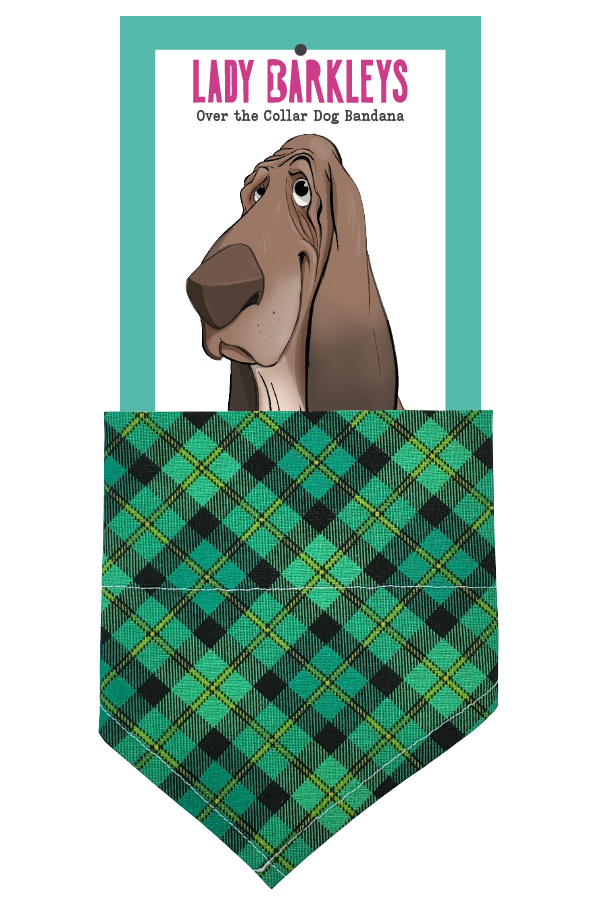 Luck of the Irish Over the Collar Dog Bandana – Slide-On Design - Handmade over-the-collar dog bandana, stylish and comfortable for pets.