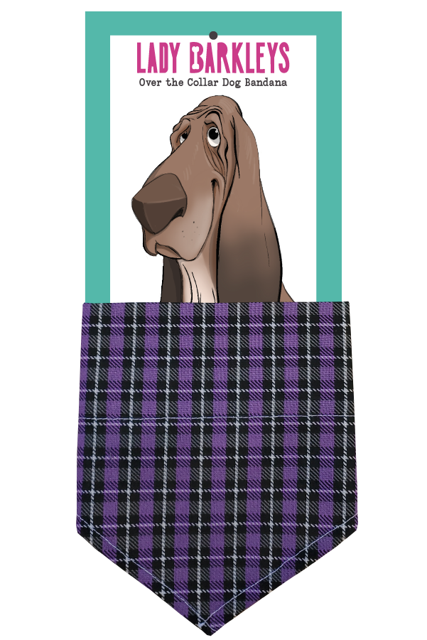 Purple and Black Halloween Vibe Over the Collar Dog Bandana - Handmade over-the-collar dog bandana, stylish and comfortable for pets.