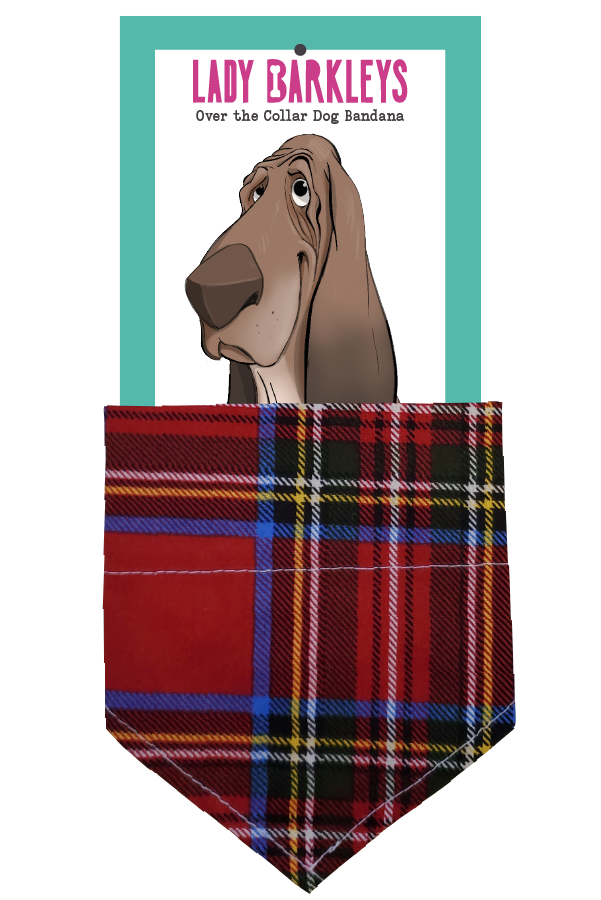 Red Plaid Over the Collar Dog Bandana