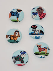 Surfer Dogs Mutt Dog Magnet Set