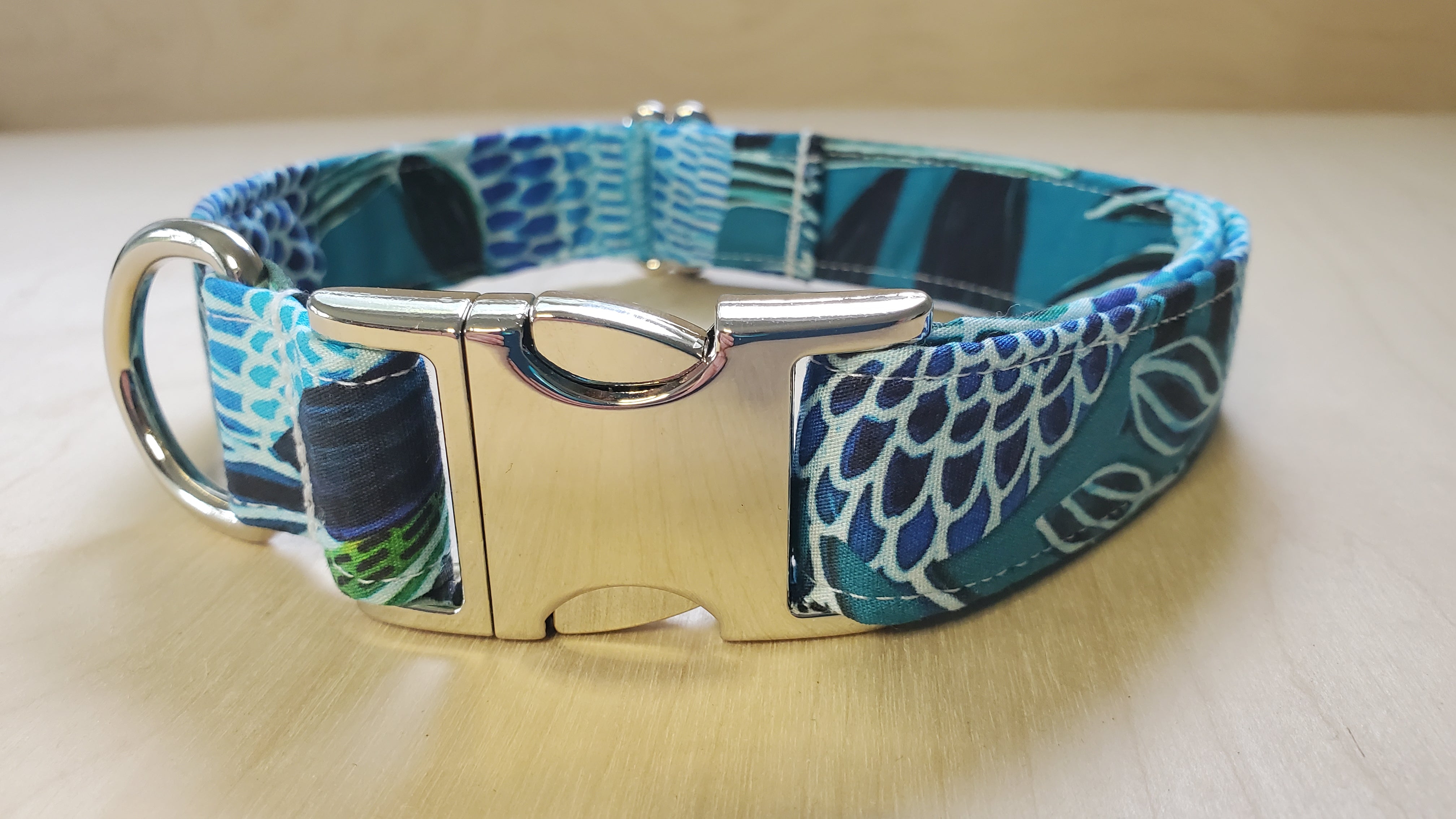 Australian Blue Banksia Handcrafted Dog Collar and Leash Set