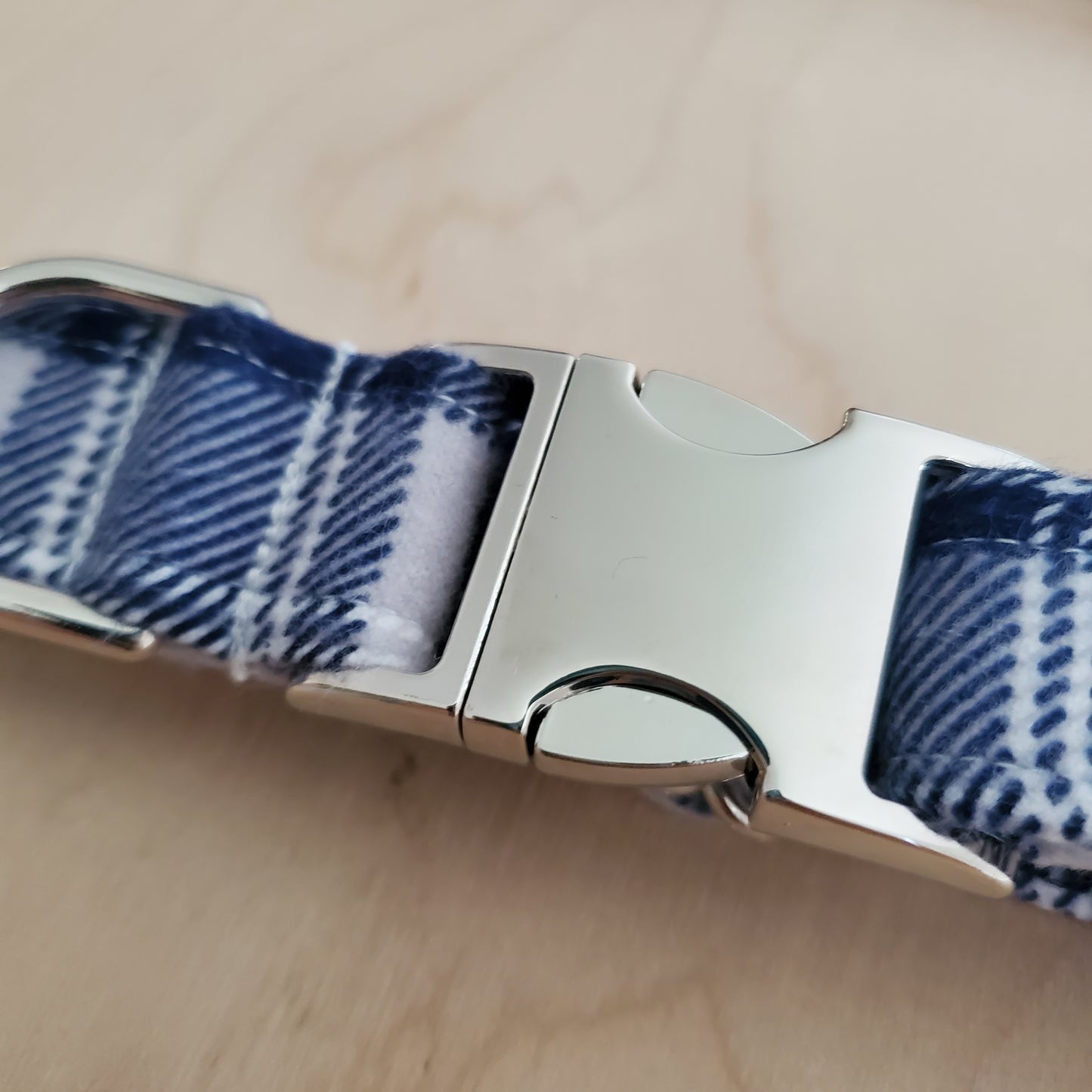 Grey and Blue Flannel Matching Dog Collar and Leash Set