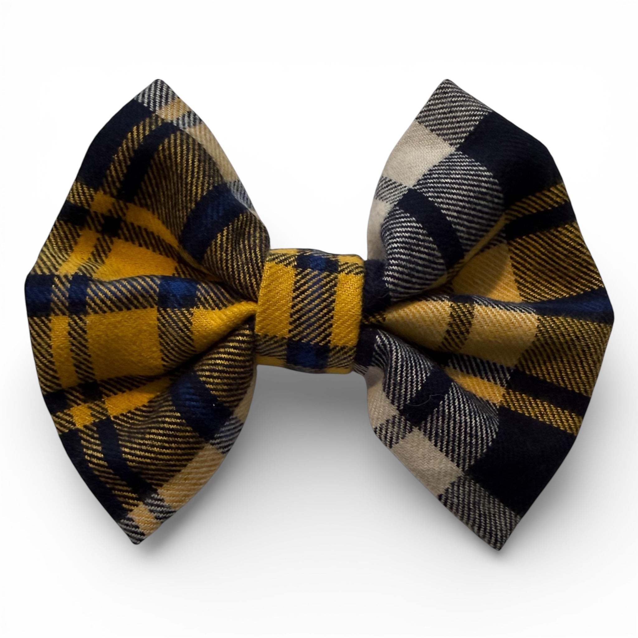 Large Blue and Gold Dapper Dog Bow Tie