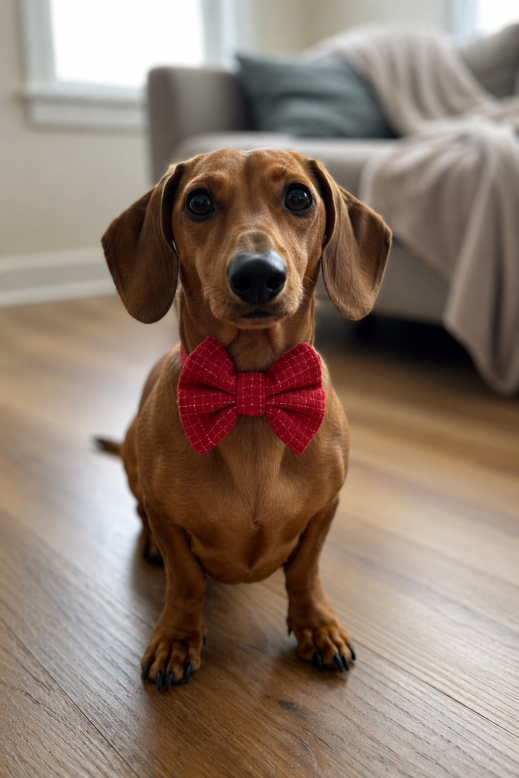 Small Red and Gold Flecks Dapper Dog Bow Tie