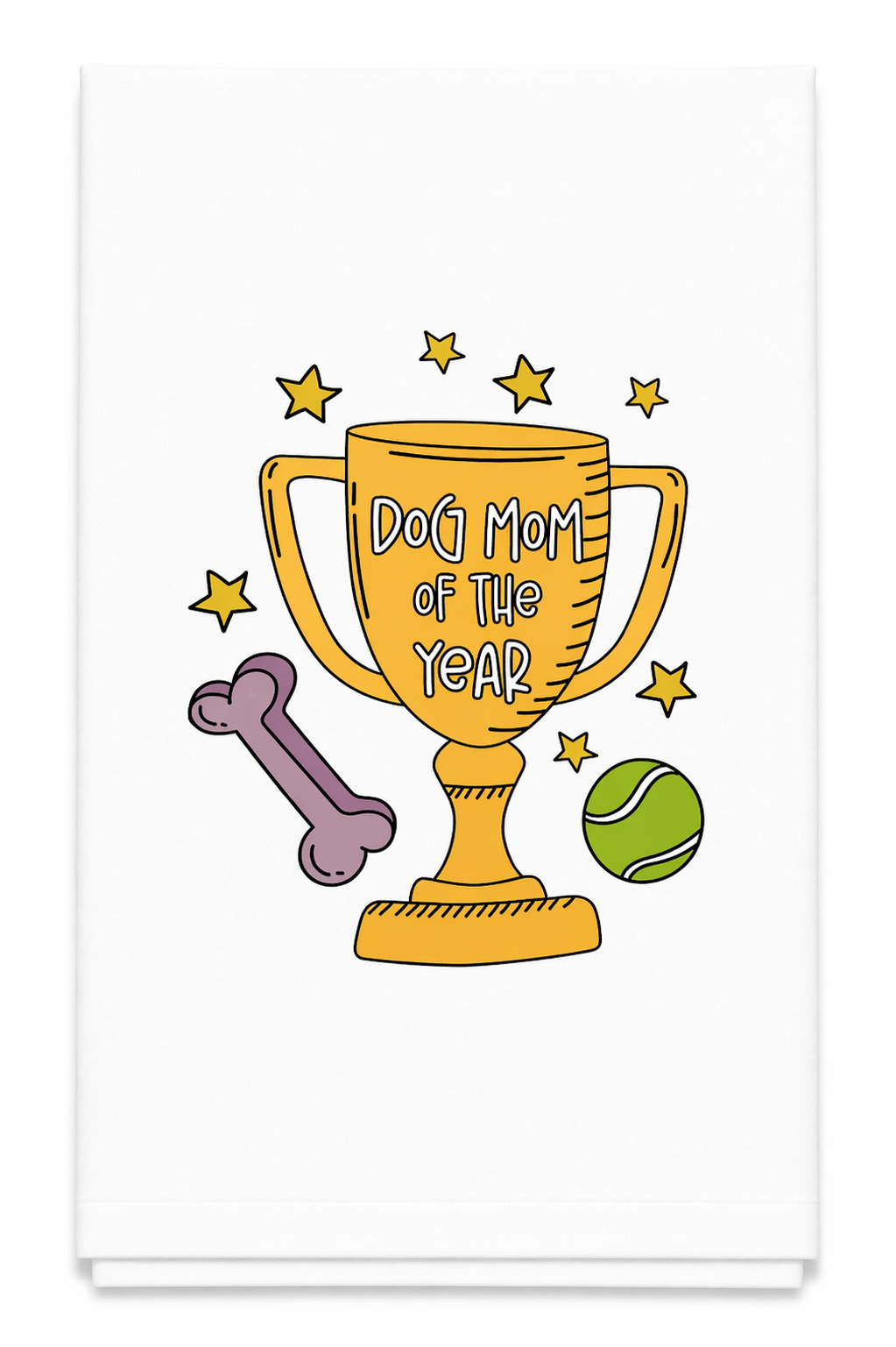 Dog Mom of the Year Trophy Tea Towel