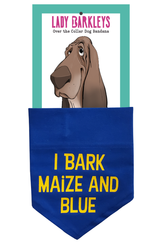 I Bark Maize and Blue Over the Collar Dog Bandana
