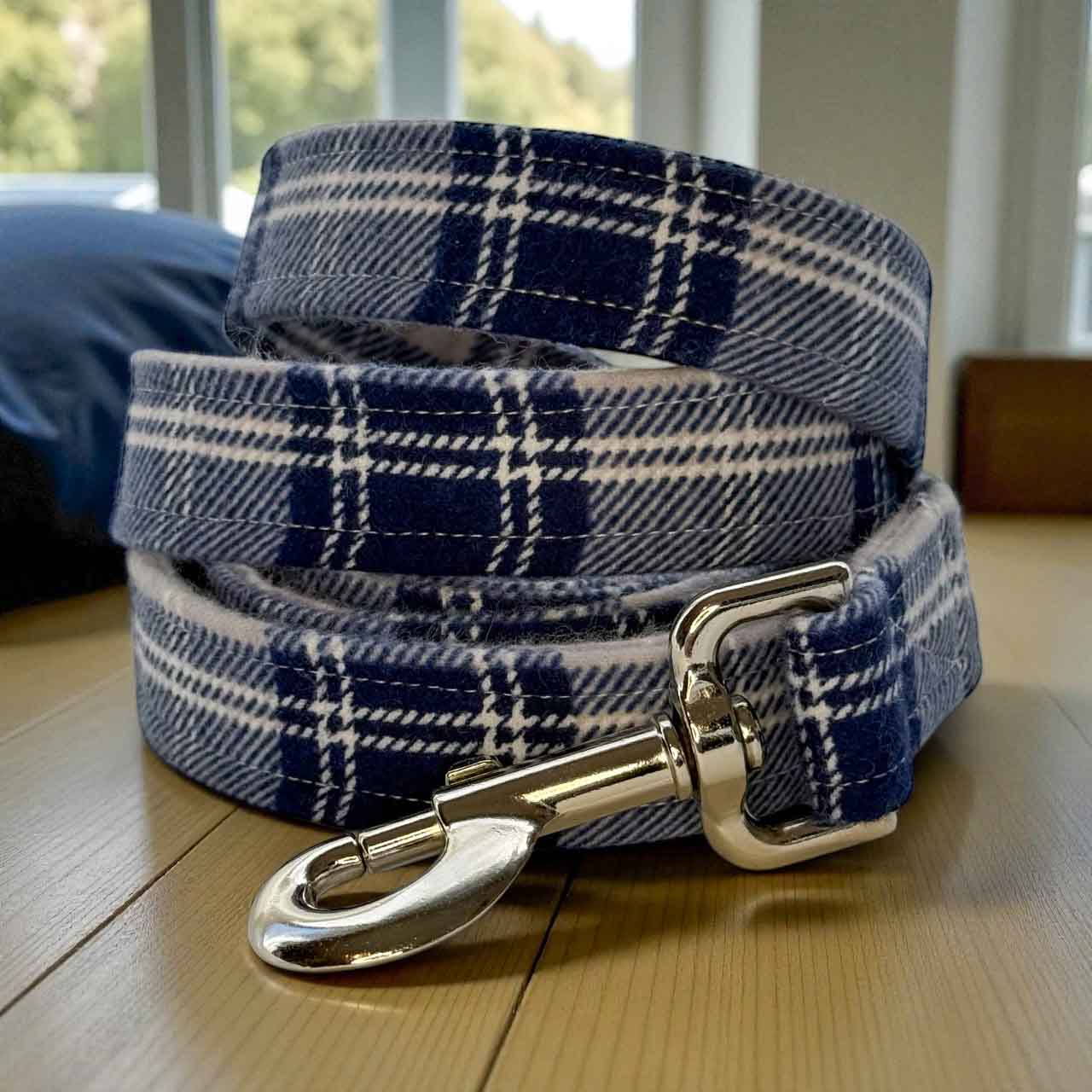 Blue and Grey Flannel Dog Leash