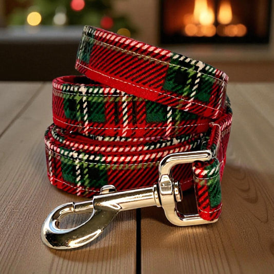 Red Holiday Super Snuggle Fabric Dog Leash