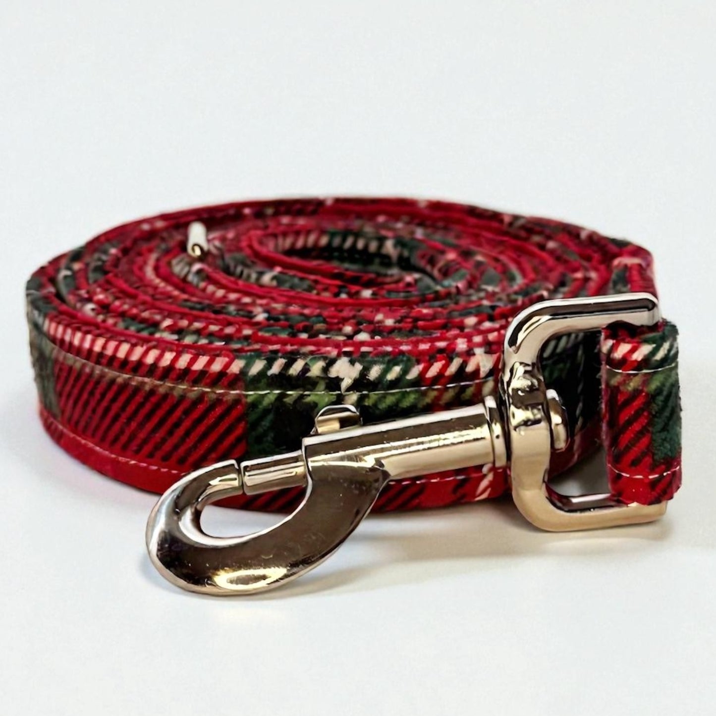 Red Holiday Super Snuggle Fabric Dog Leash