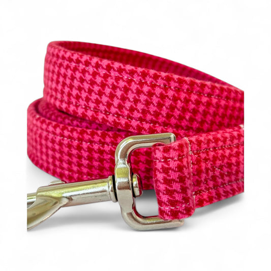 Large Pink Houndstooth Dog Leash - 6ft
