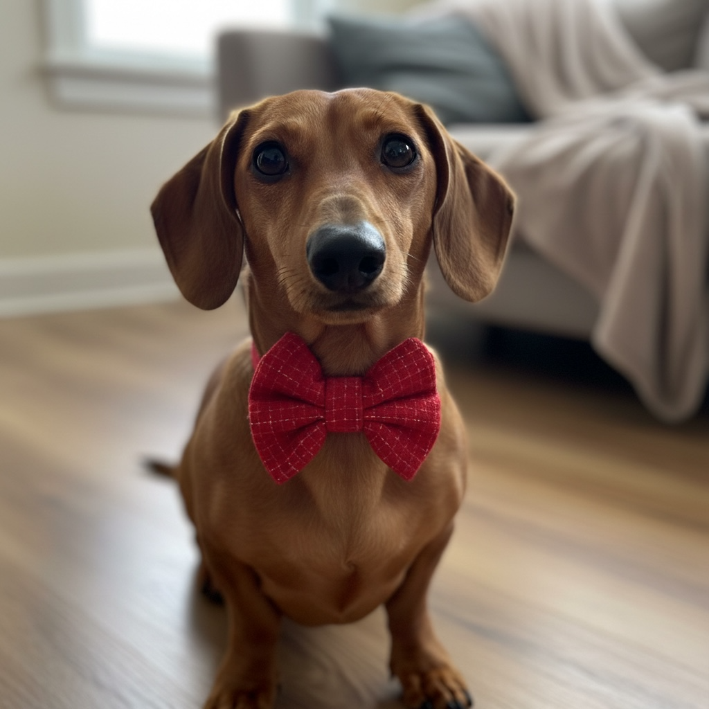 Small Red and Gold Flecks Dapper Dog Bow Tie