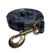 Large Blue, White & Black Plaid Dog Leash – Handmade in Michigan - High-quality handmade dog leash from Lady Barkleys.