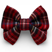 Small Red Tartan Holiday Dog Bow Tie