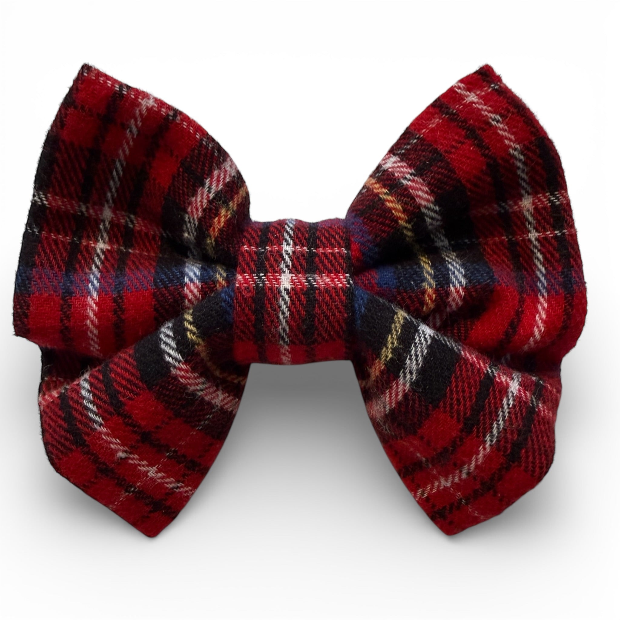 Small Red Tartan Holiday Dog Bow Tie