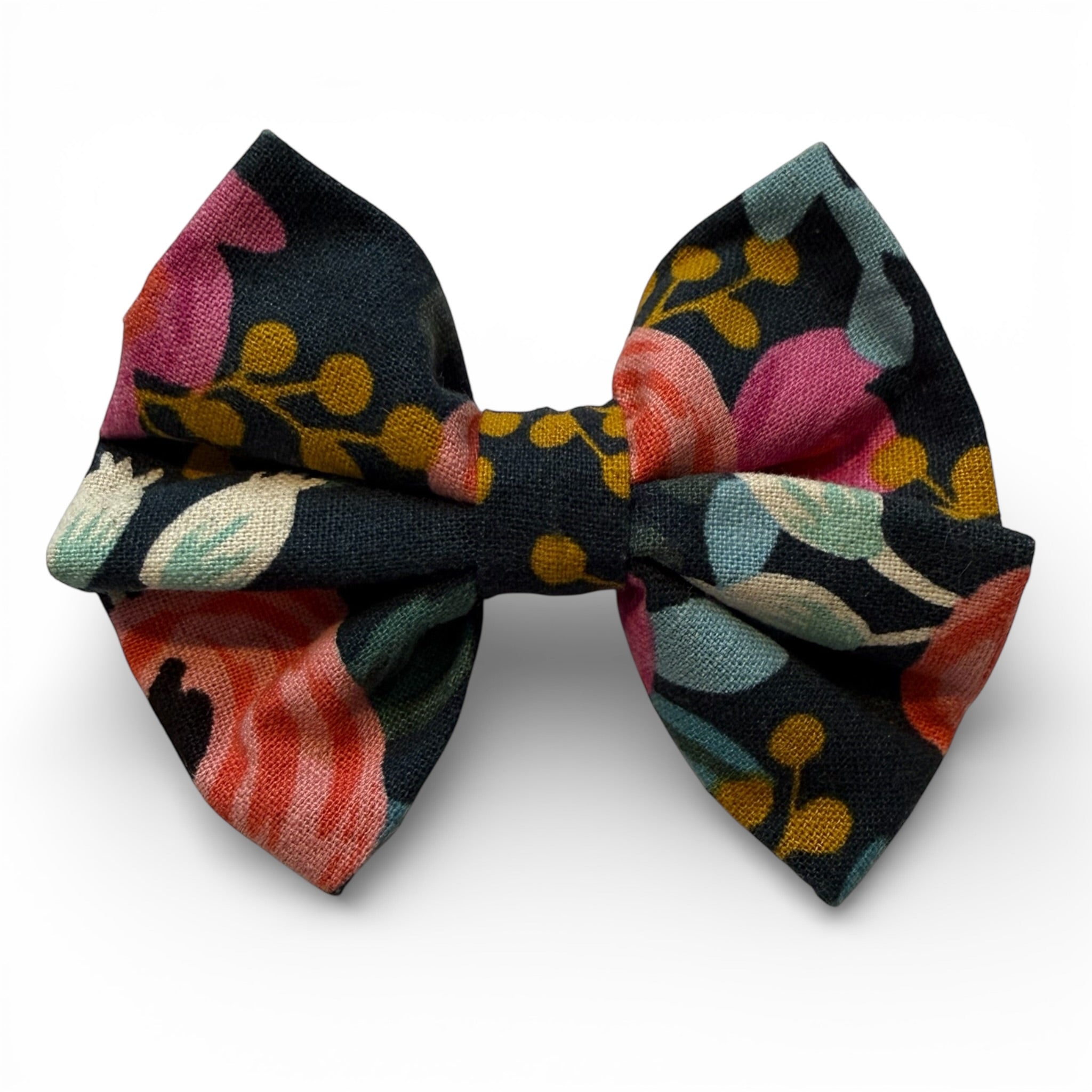 Small Blue and Pink Linen Dog Bow Tie