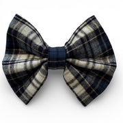 Large Soft Blue Plaid Dapper Dog Bow Tie