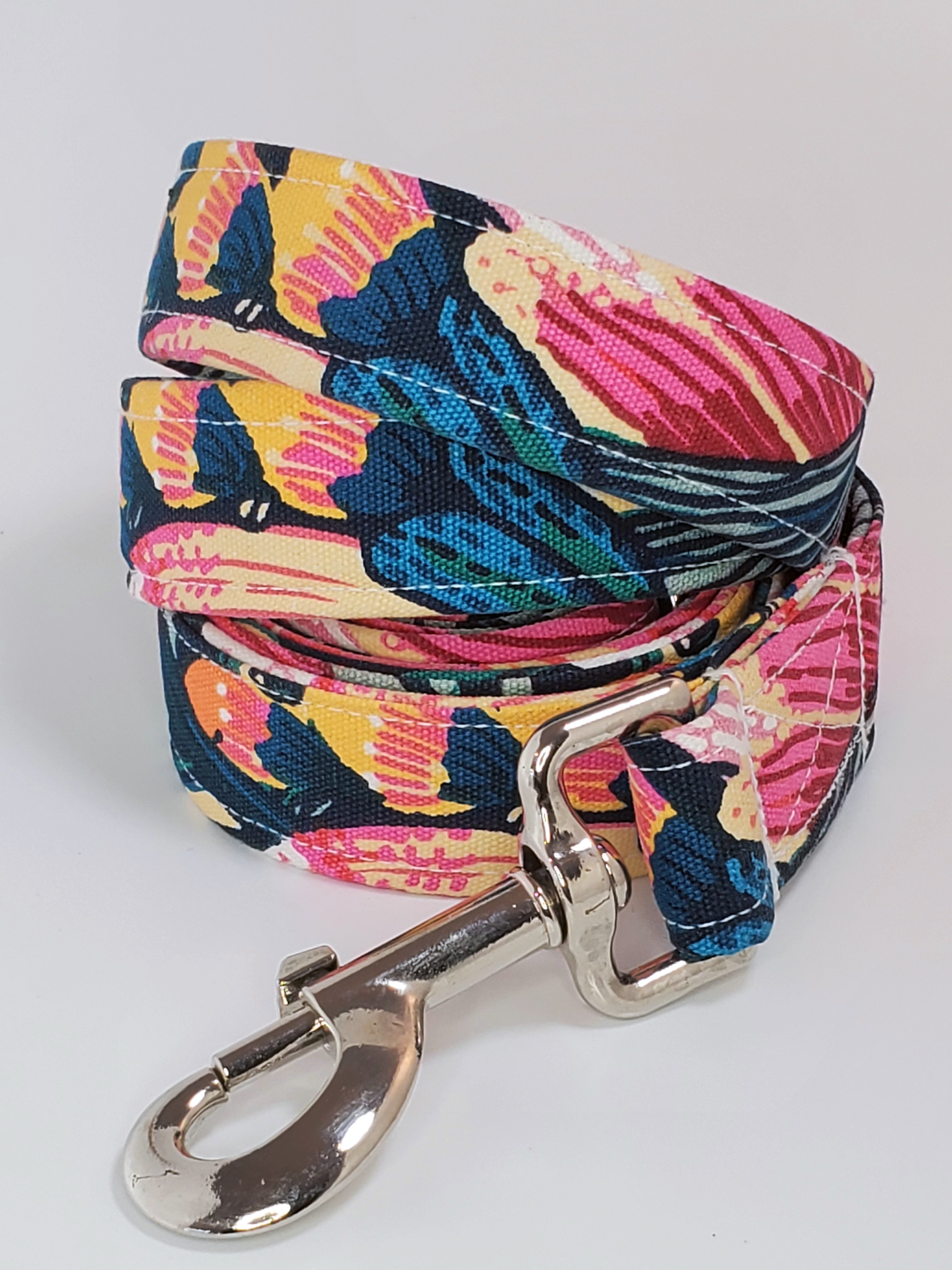 Australian Linen Pink Floral Dog Leash