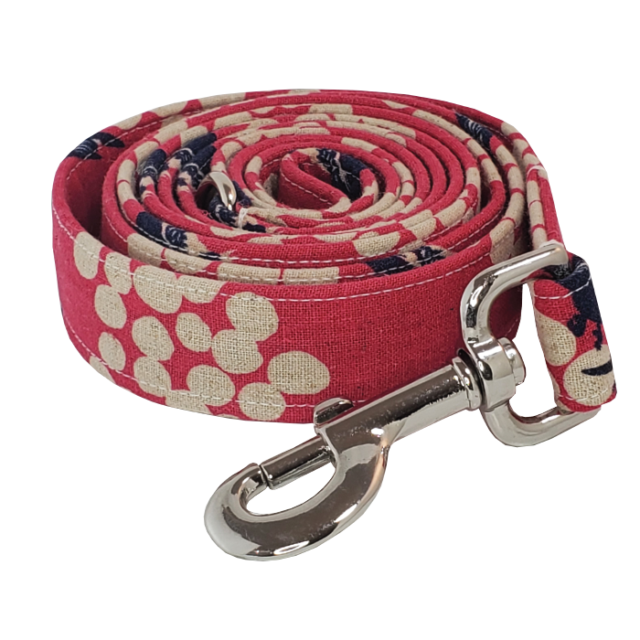 Pink Japanese Fabric Dog Leash - High-quality handmade dog leash from Lady Barkleys.