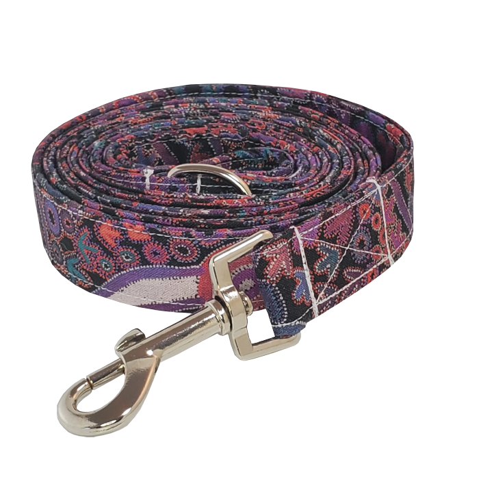 Black and Purple Australian Fabric Dog Leash - High-quality handmade dog leash from Lady Barkleys.