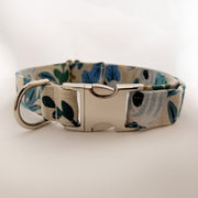 Light Blue Floral Linen Dog Collar