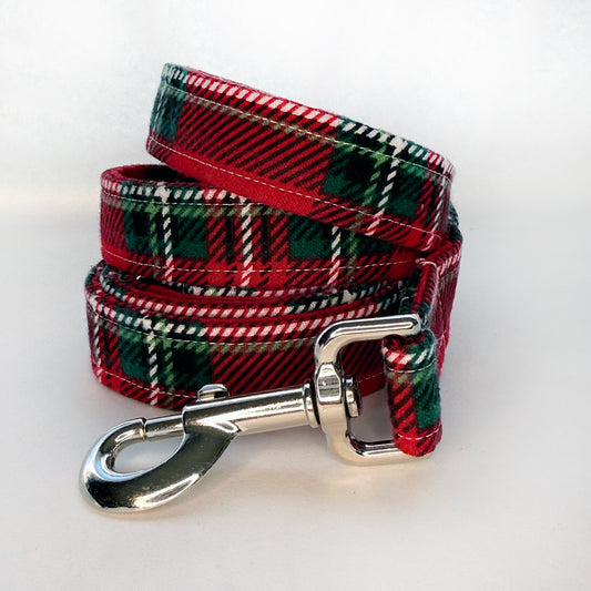 Red Holiday Super Snuggle Fabric Dog Leash