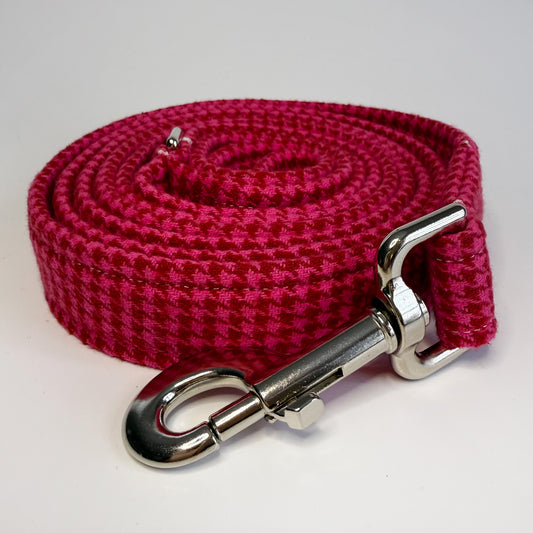 Large Pink Houndstooth Dog Leash - 6ft