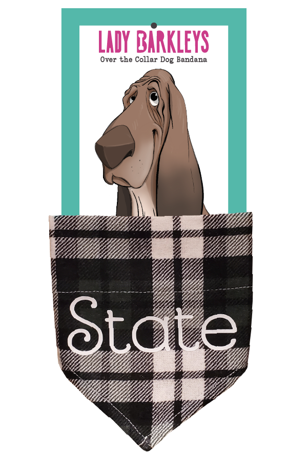 State Pride Flannel Over the Collar Dog Bandana - Handmade over-the-collar dog bandana, stylish and comfortable for pets.