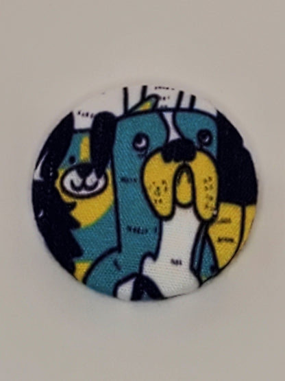 Blue and yellow mutt magnets