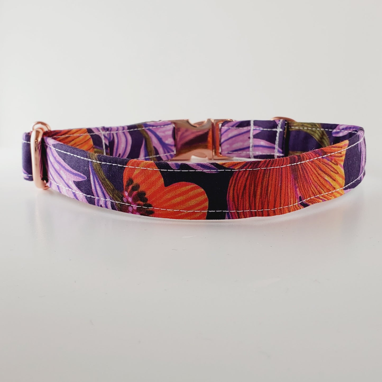 Small Australian purple and orange fabric dog collar