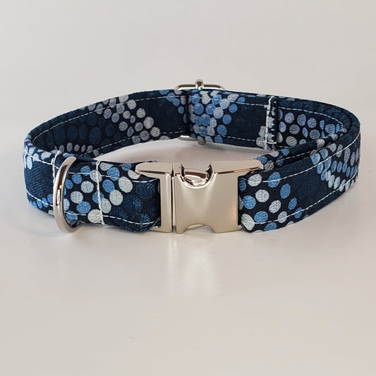 Small Australian blue dot fabric dog collar