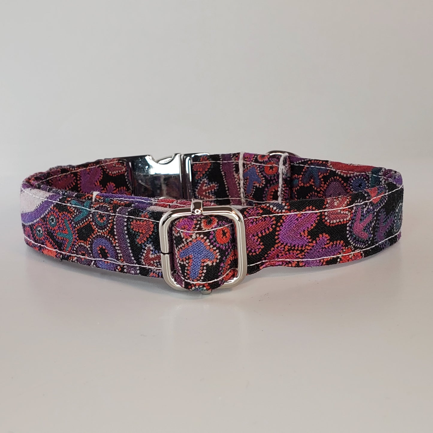 Small Australian black and purple fabric dog collar