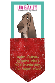 Dear Santa Ignore What the Birds Say Over the Collar Dog Bandana – Slide-On Design - Handmade over-the-collar dog bandana, stylish and comfortable for pets.