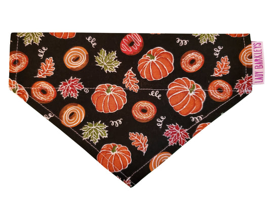 Pumpkins and Donuts Fall Themed Over the Collar Dog Bandana