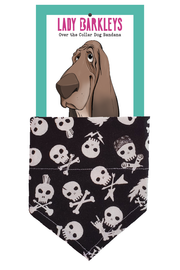 Rocker Skulls Over the Collar Dog Bandana – Slide-On Design - Handmade over-the-collar dog bandana, stylish and comfortable for pets.