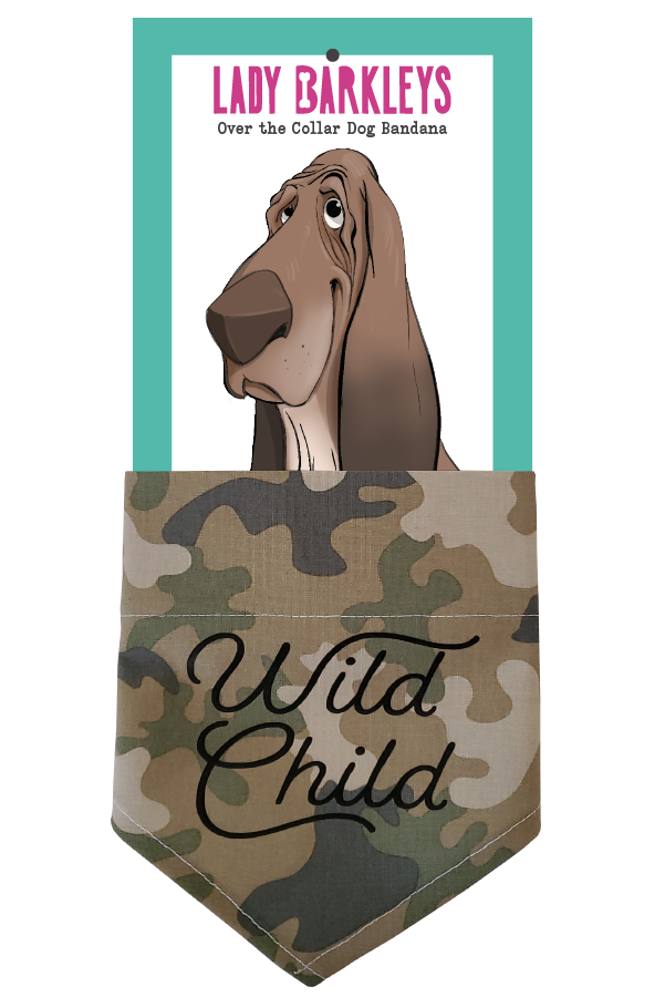 Wild Child Over the Collar Dog Bandana - Slide on design - Handmade over-the-collar dog bandana, stylish and comfortable for pets.